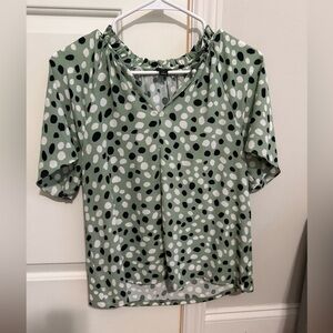 Ann Taylor Black and Green Relaxed Blouse